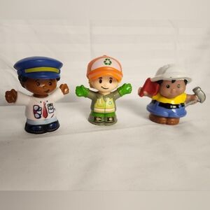 Little People Fisher Price LOT OF 3 Garbage, Pilot, Construction
